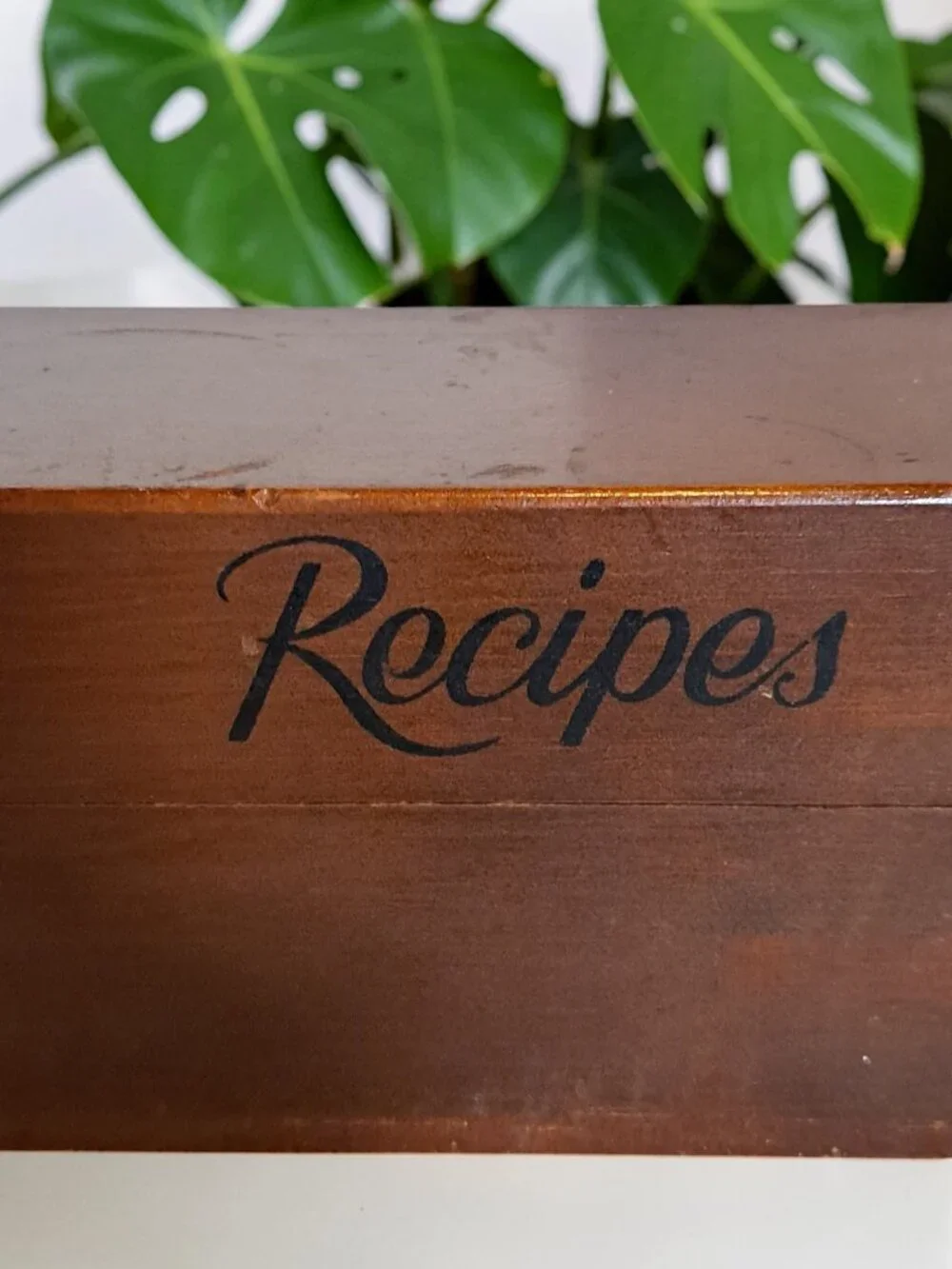 Vintage Solid Wood Double Recipes Card Box
